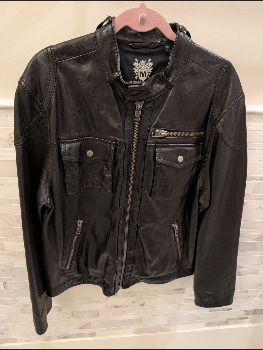 Men's Murano Sport Black Leather Jacket
